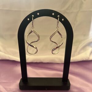 Elegant Silver and Crystal Twist Earrings